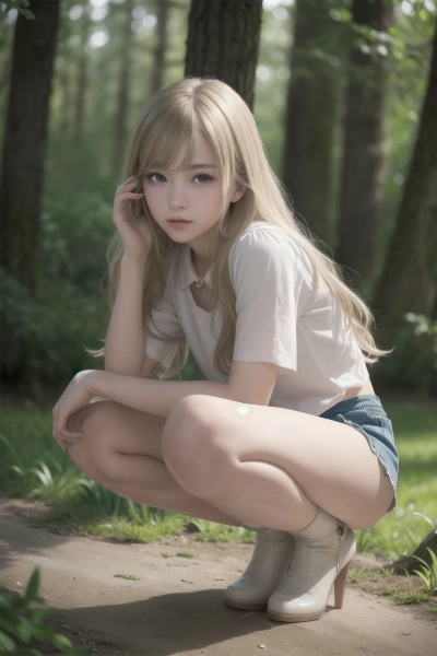 森に佇む金色の髪の少女