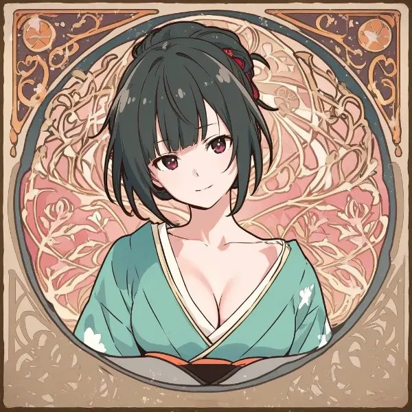 着物少女の優雅な微笑み