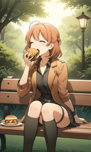 昼、外出先バーガー