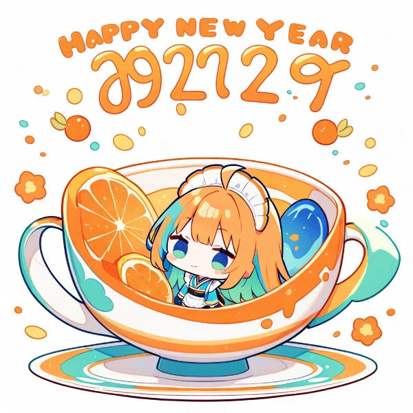 オレンジジュースの新年メイド(自動生成)