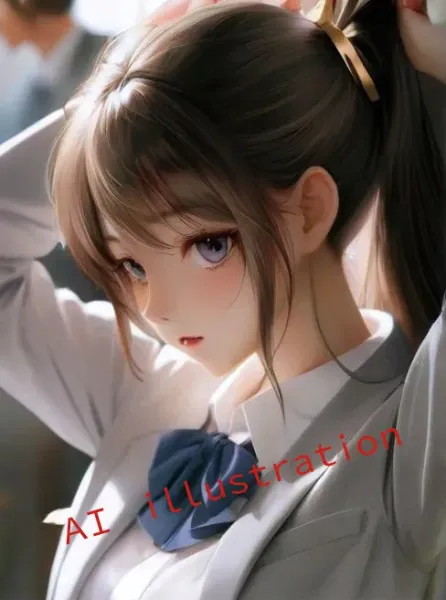 髪を縛るポニーテール美少女