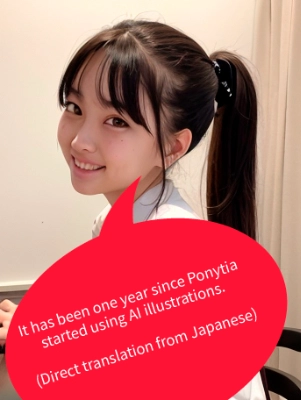 記念画像（記念企画はありません）ポニーテール美少女とストレートロングヘアの後ろ姿