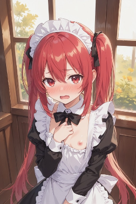 乳出しメイド見るだけ