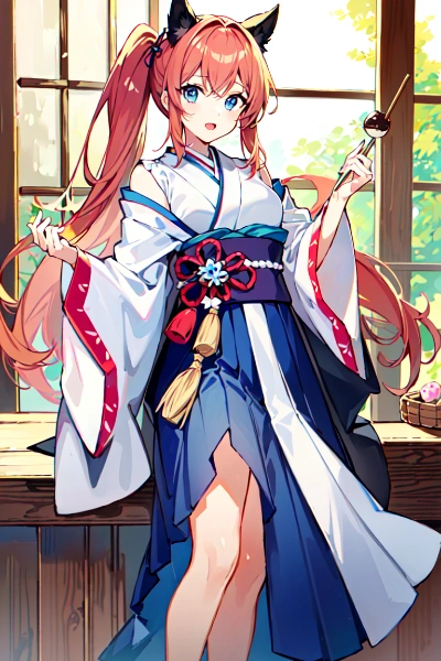 和装のスカートとお団子