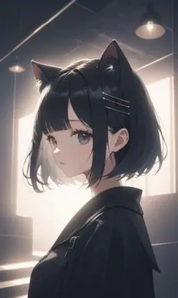 黒髪ボブの黒猫ちゃん