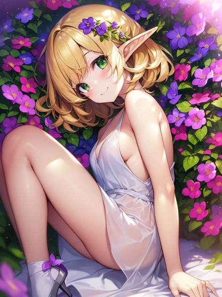 秘密の花畑とエルフちゃん