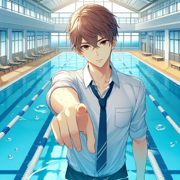 室内プールとブラウン短髪少年！！(2枚)