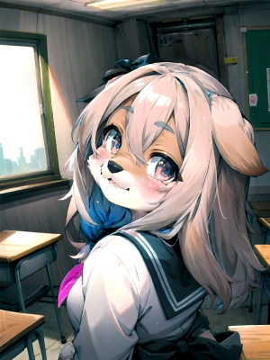 前の席のワン子