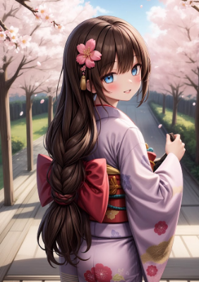 振り返り和服女子