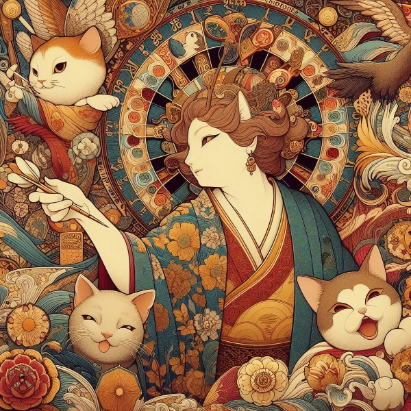 ゲームをする猫たち　その１