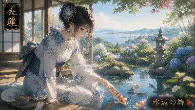 池畔で交わす夏の優しい詩