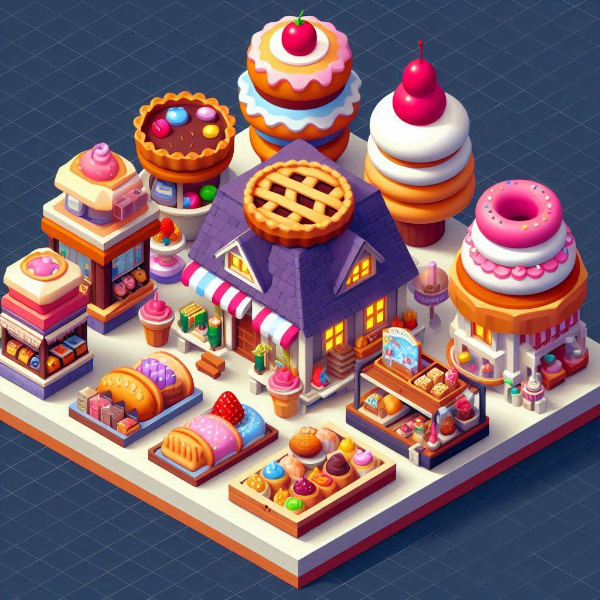 small 3d game isometric_11 pie city
