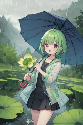 傘をさして歩くお姉様