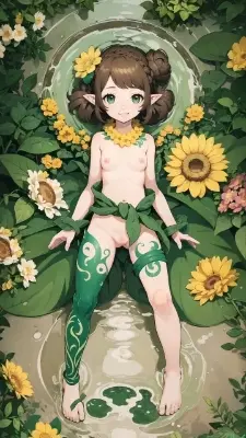 咲き誇る黄色い花の精