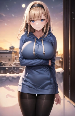 雪景色とエルフちゃん