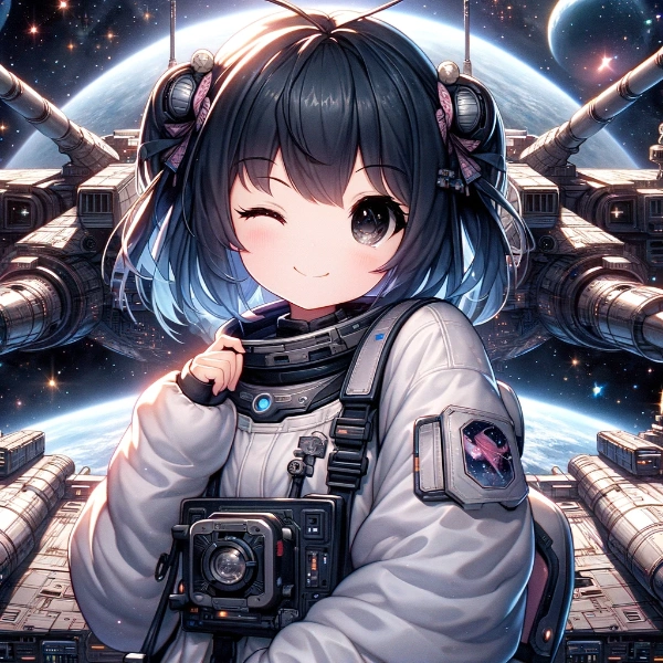 宇宙戦艦を背景に　（16枚）