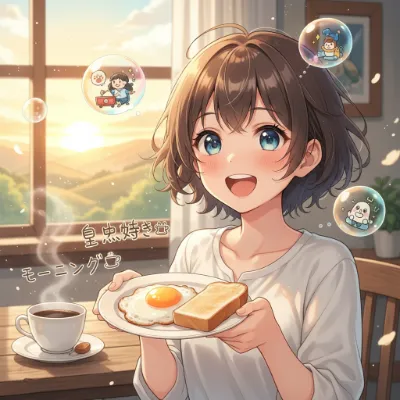 朝陽に浮かぶ夢の朝食タイム