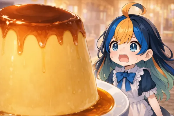 おやつのプリンが想像以上にでかかった時のぴくたーちゃん