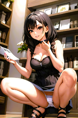 しゃがむお姉さん