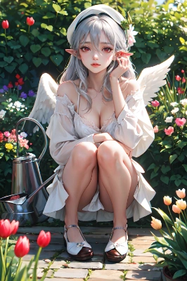 庭でモデルの仕事をする奴隷天使２