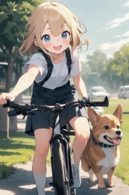 コーギーと散歩