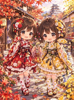 紅葉舞う城下町の双子姫
