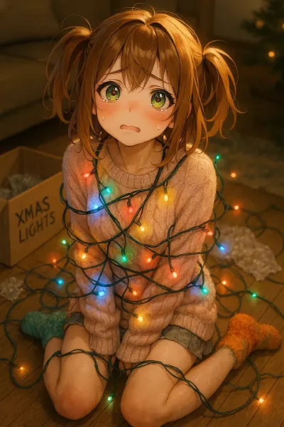 クリスマスライトの甘い罠に絡まって