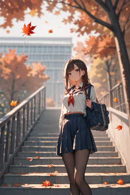秋の通学路