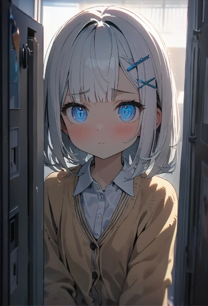 ロッカーの中を見ている