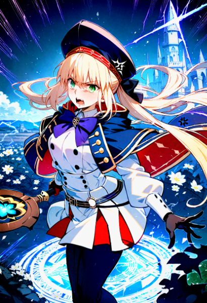 魔法陣で呪文を唱えるキャストリア🪄