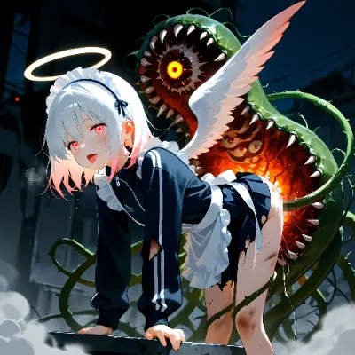 天使の女の子達が恐ろしい植物系のモンスターに・・・