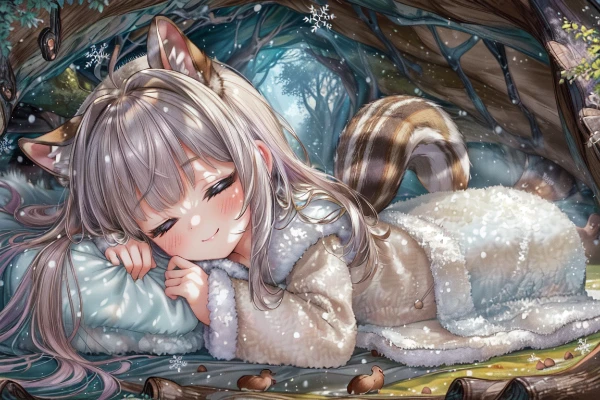 冬眠するリス娘