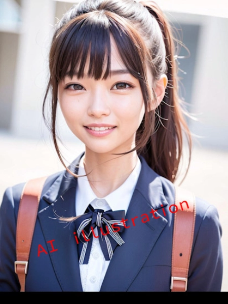 ポニーテール美少女の笑顔（単発画像）