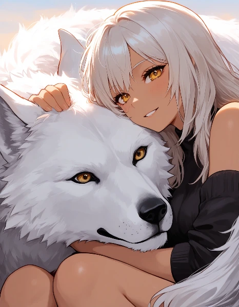 銀髪少女と白狼の絆