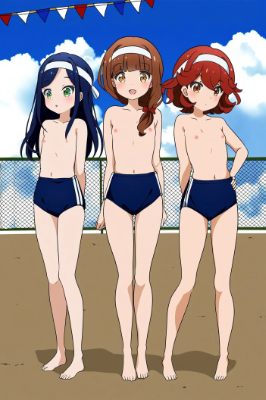 裸ブルマ+裸足で運動会