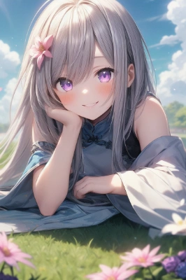 紫目×銀髪