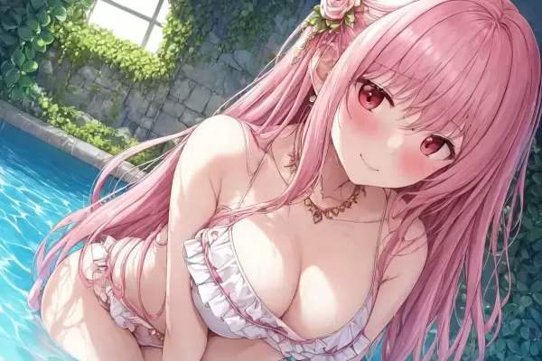 ピンクな彼女と室内プール