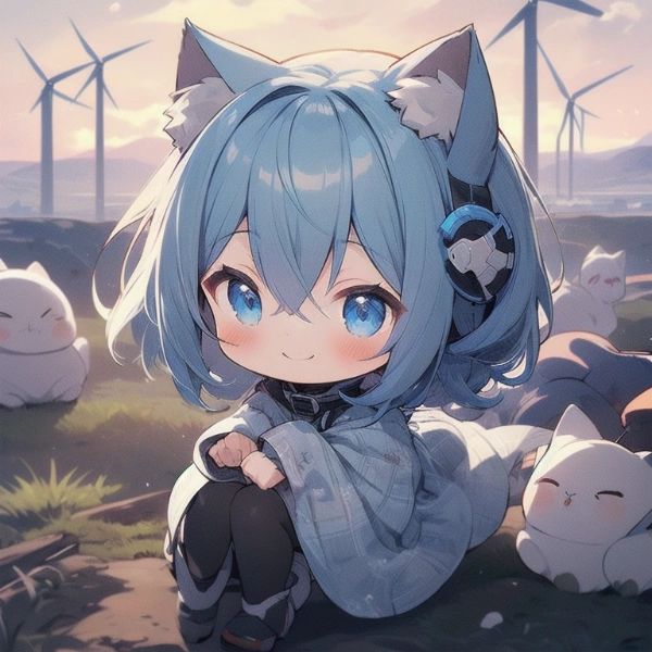 風力発電とまいごねこ