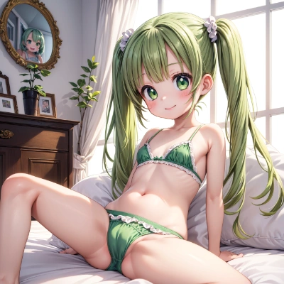 緑髪な娘の下着