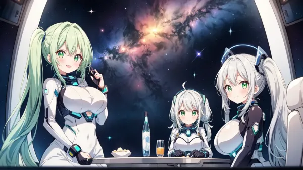 星雲を眺めながらの姉妹ティータイム