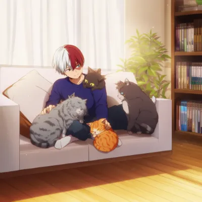 プロヒーローショートと個性的な猫達