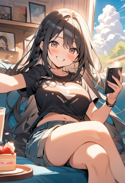 スマホをいじりながらおしゃべり(◉ω◉)