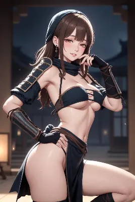 闇夜に舞う女忍者