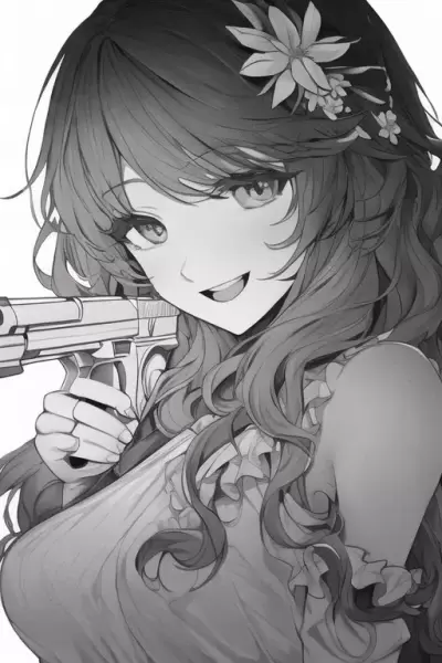 銃持つ美女