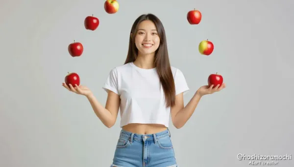 空中の赤い軌跡【りんごのジャグリングマジック】 - Red trail in the air [Apple juggling magic]