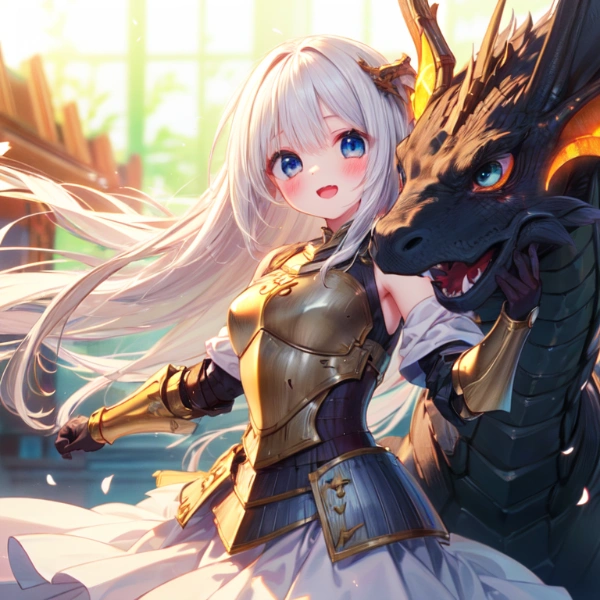 ドラゴンと甲冑女子