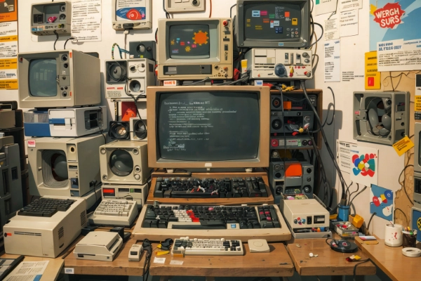 昔のPCと謎の機械