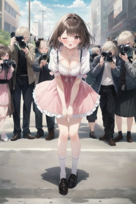 胸を腕で挟む女の子