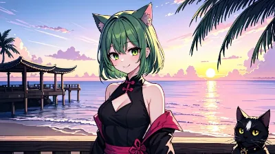 ケモミミちゃんと黒猫