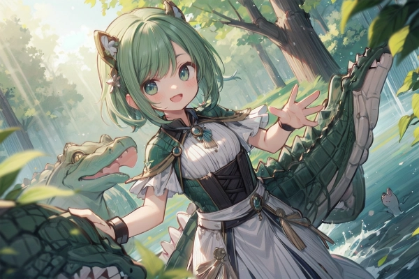 アマゾン川のワニ少女